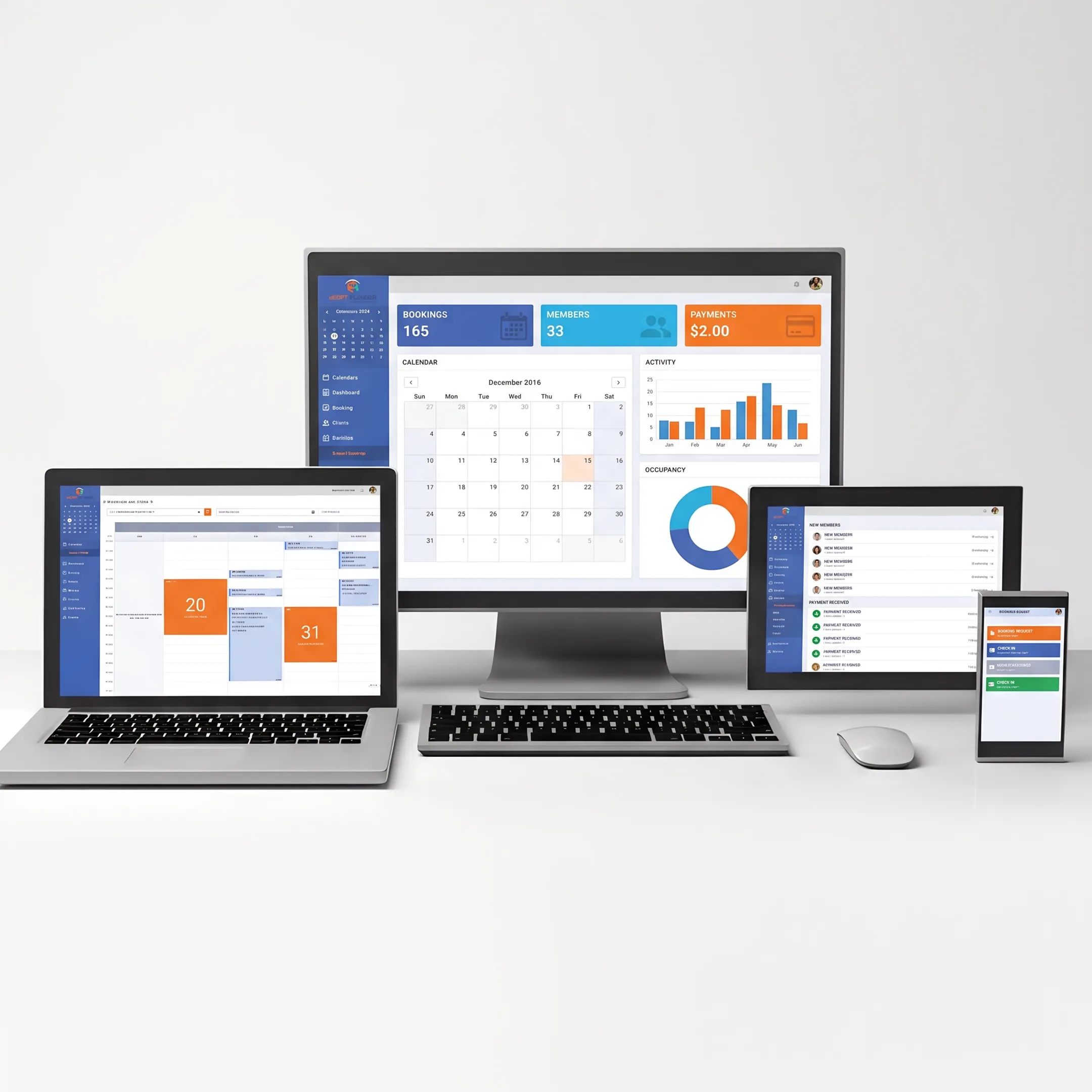 Sports facility administrator managing bookings and memberships with facility management software