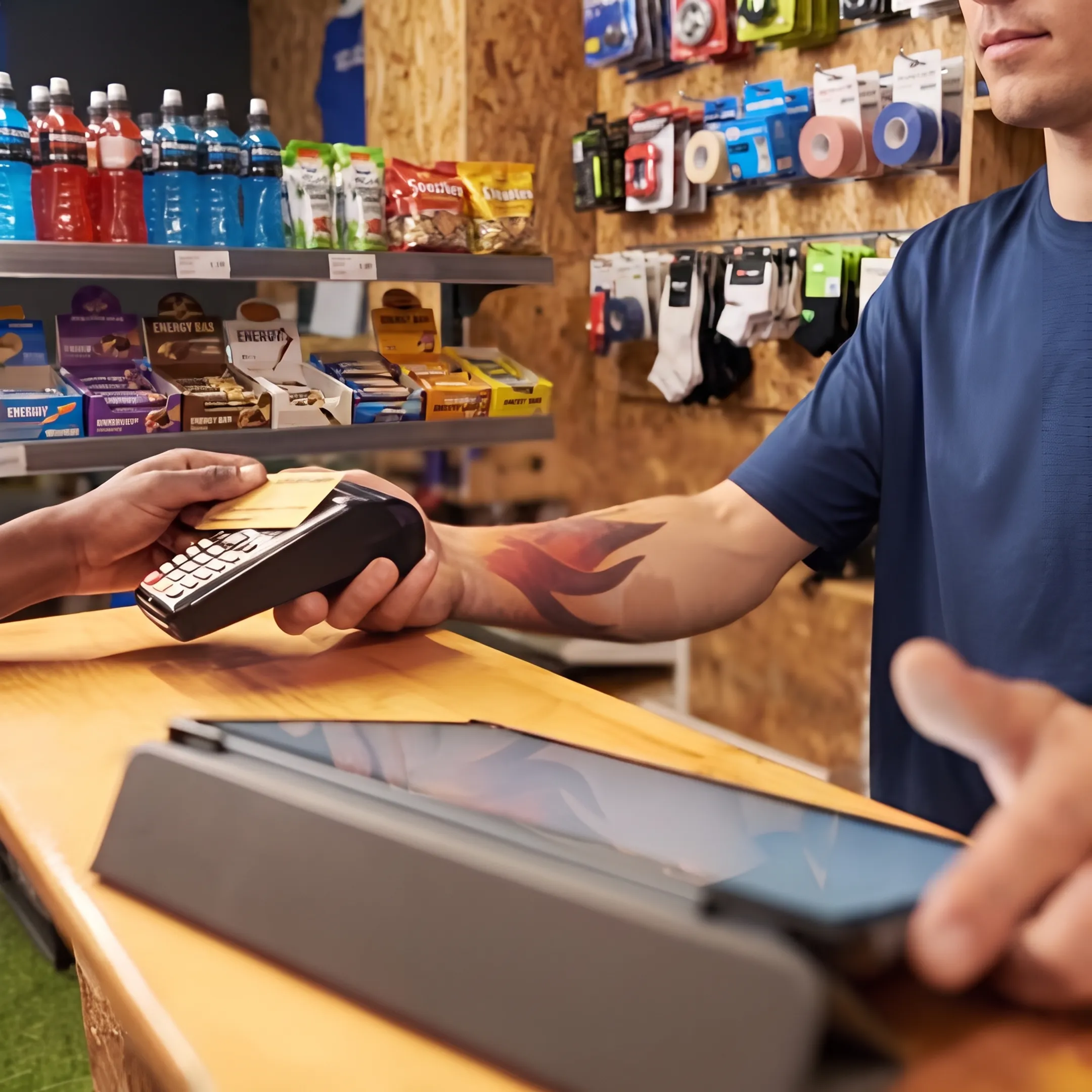 Staff using an online POS system at a busy sports recreation facility