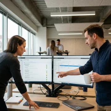 IT team reviewing secure account workflow
