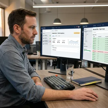 Engineer reviewing remote IT diagnostics dashboard