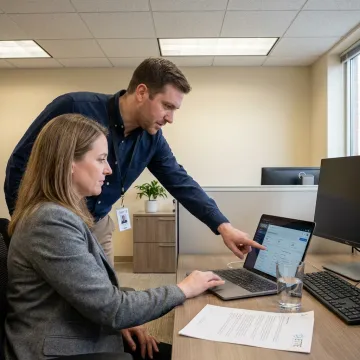 Managed IT support engineer assisting office staff