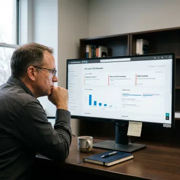 Microsoft cybersecurity dashboard on workstation