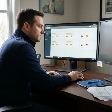 Engineer monitoring dedicated server dashboard