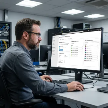 IT engineer reviewing secure identity access settings