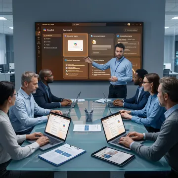 Team learning Microsoft AI tools in a workshop