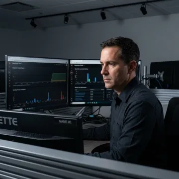 Security analyst reviewing system monitoring dashboard