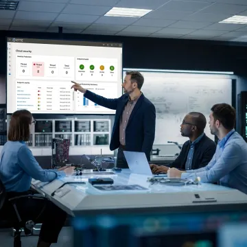 IT consultant reviewing secure cloud systems