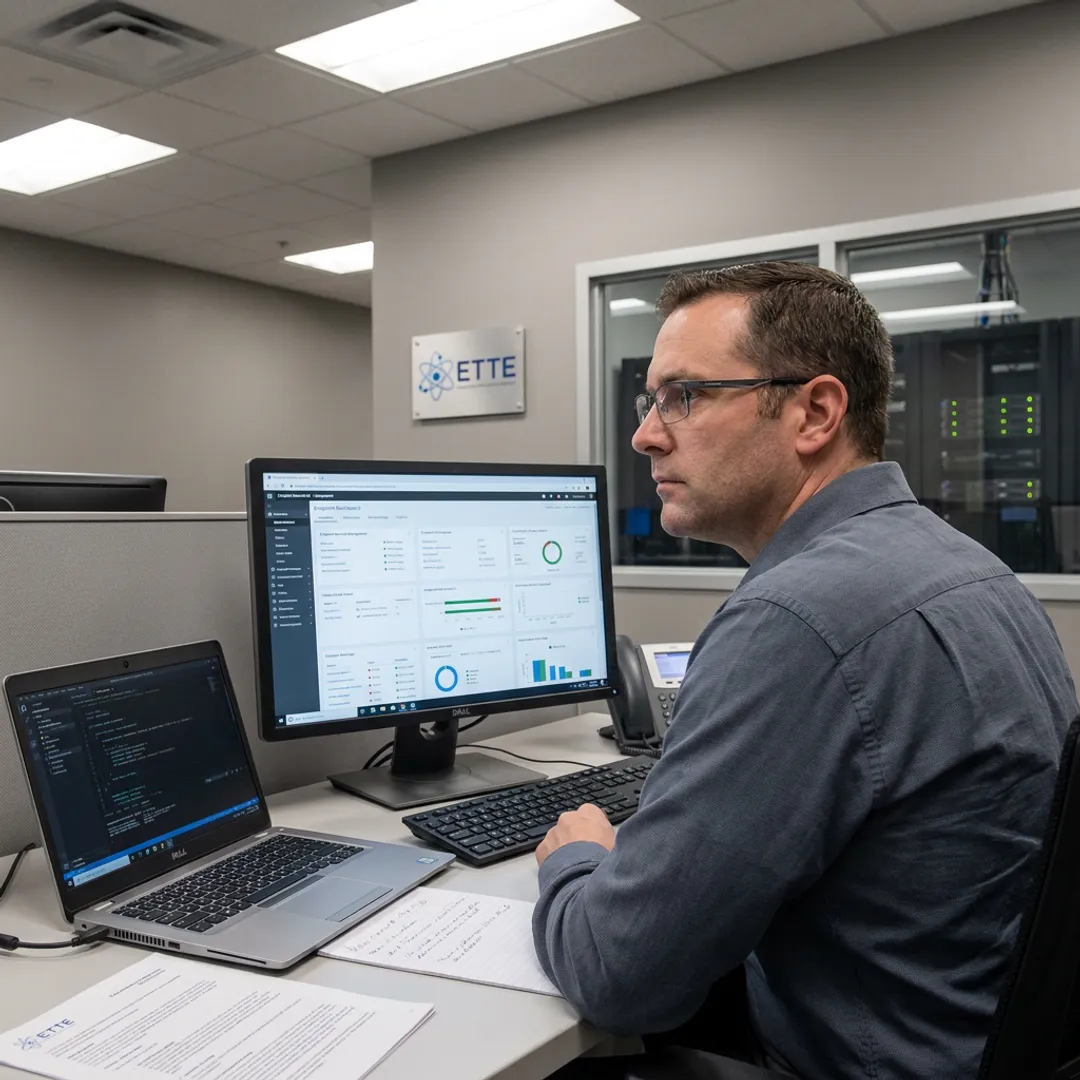 IT engineer configuring managed workstation