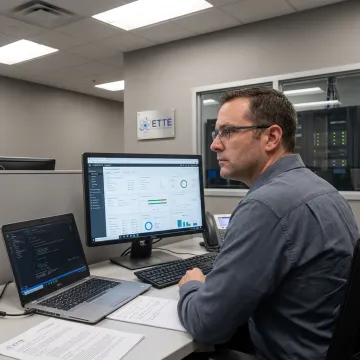 IT engineer configuring managed workstation