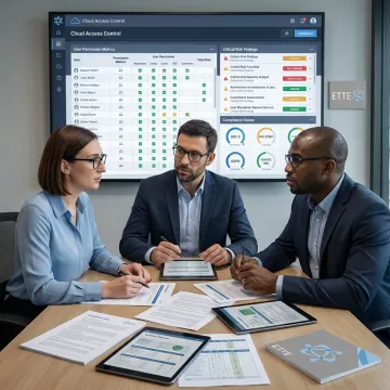 Consultants reviewing security controls and risk findings