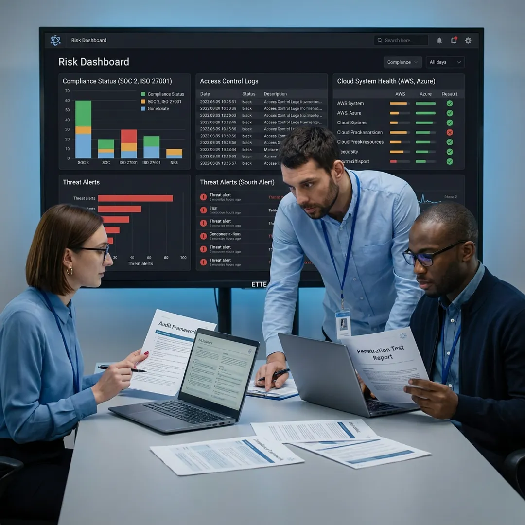 Security consultants analyzing business risk