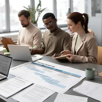 Team reviewing AI training roadmap