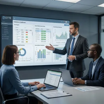 Security advisor reviewing compliance dashboard