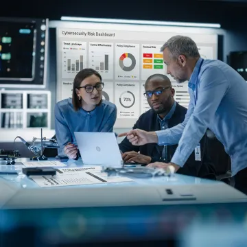 Cybersecurity advisor reviewing risk program