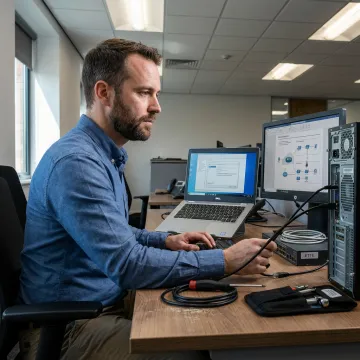 Business computer setup in an office