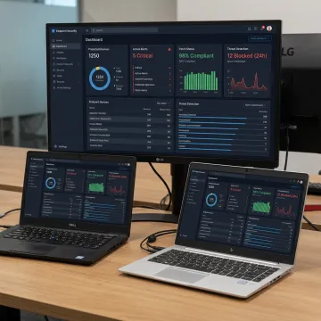 Managed endpoint security dashboard on business computers