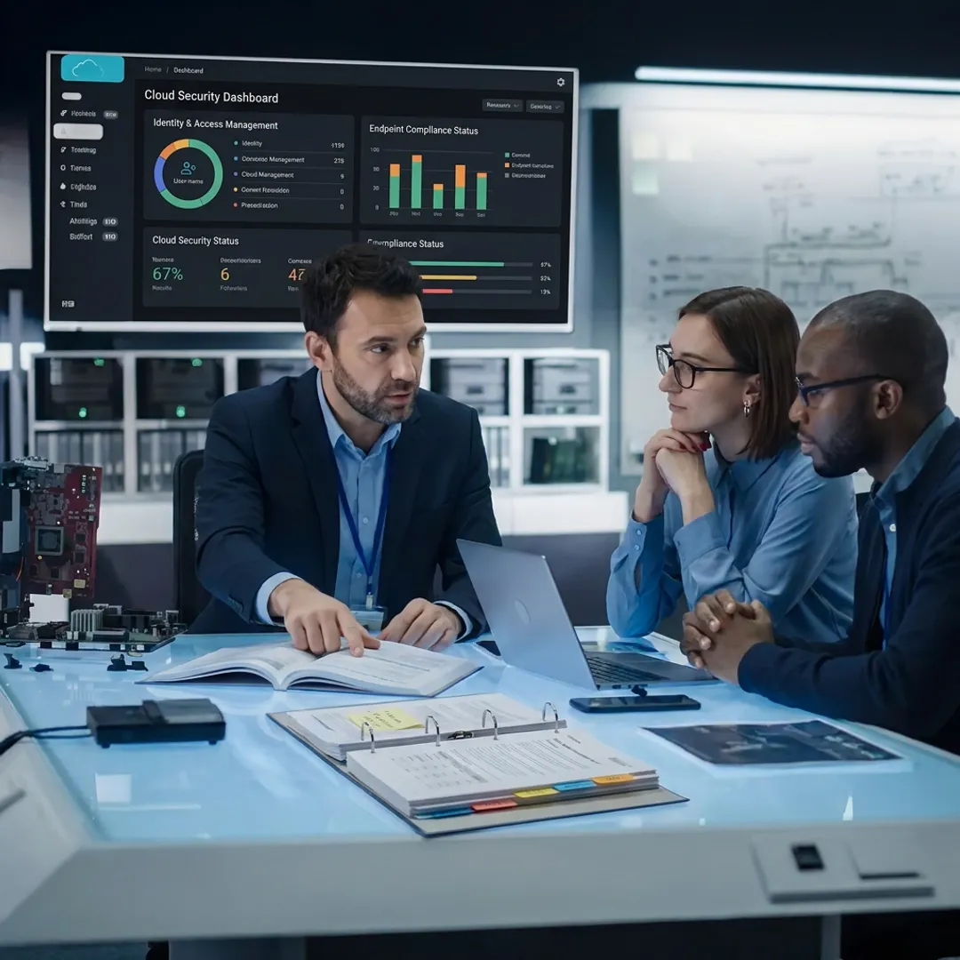 Secure advisory team reviewing cybersecurity strategy