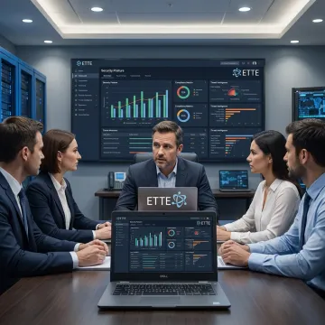 Security consultant reviewing reports with business team