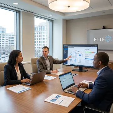 IT consultant reviewing systems with business leaders