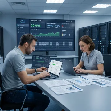 IT team reviewing disaster recovery plan
