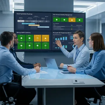 Cloud consultant reviewing productivity platform roadmap