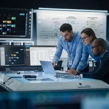 Consultants reviewing IT compliance controls