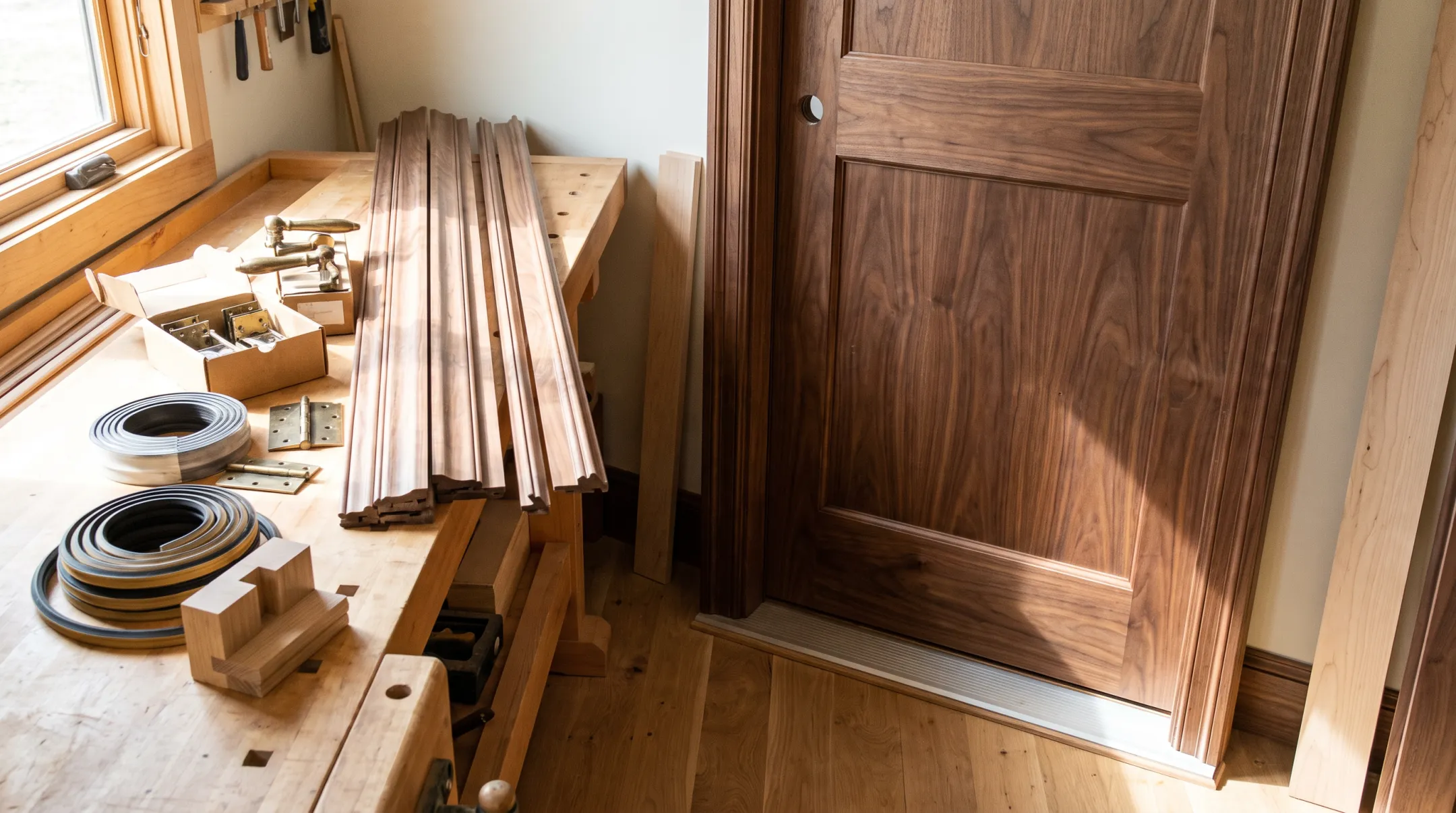 Custom interior door kit prepared for professional installation