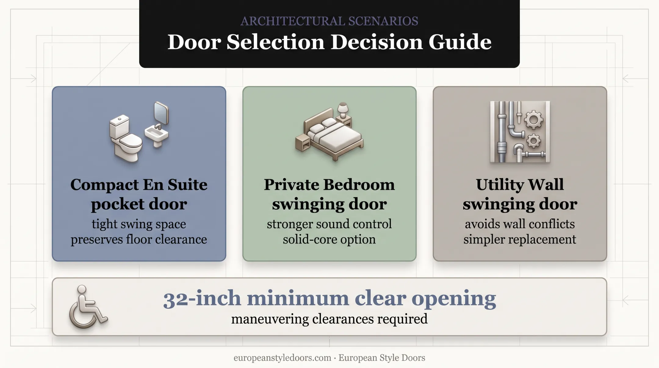 Three-room door selection guide for compact spaces privacy and utilities