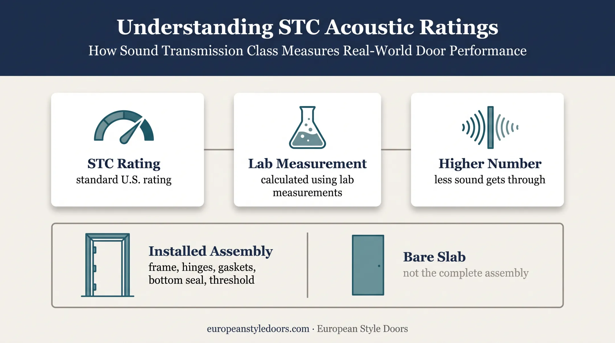 STC rating guide for comparing interior door sound transmission performance