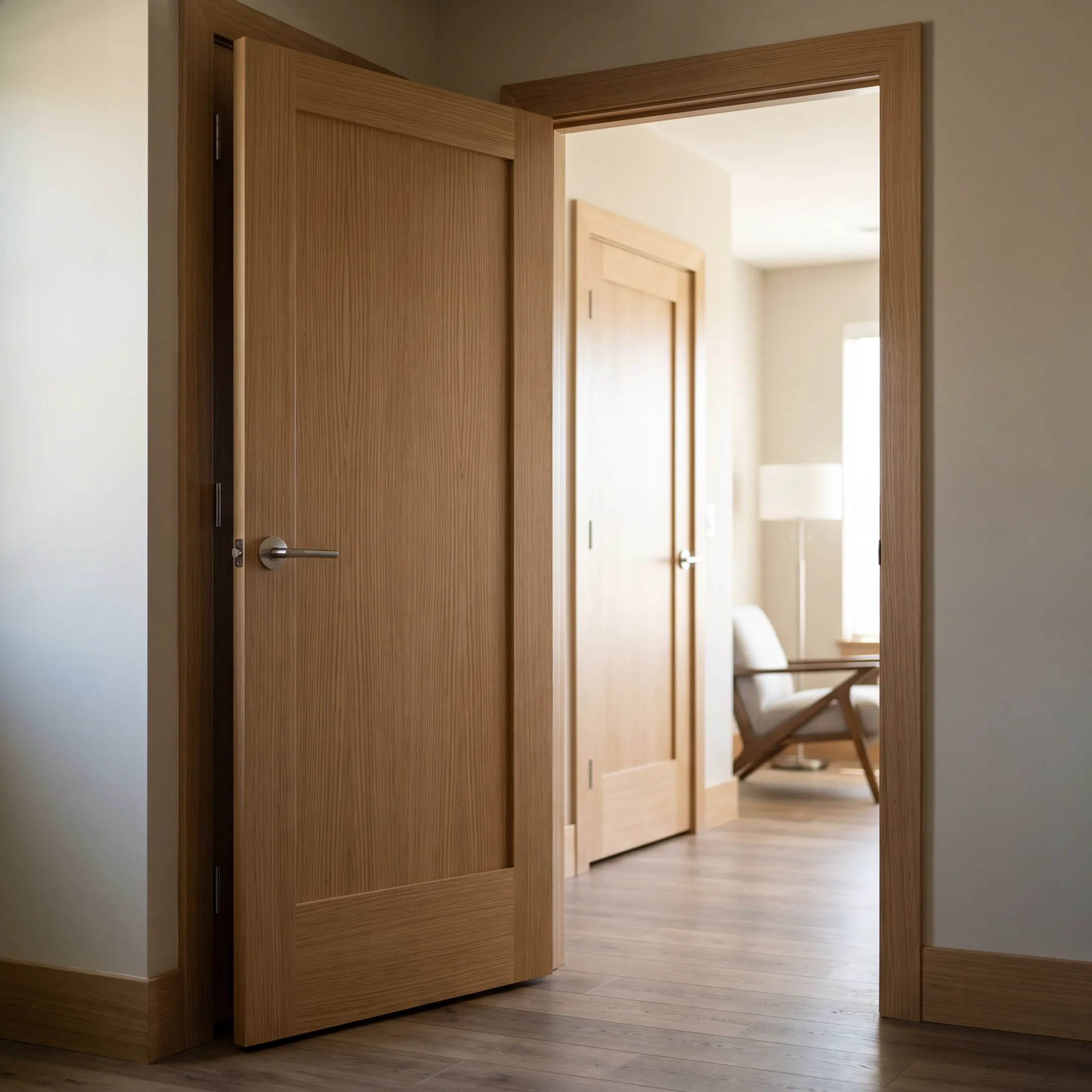 Residential interior with White Oak doors