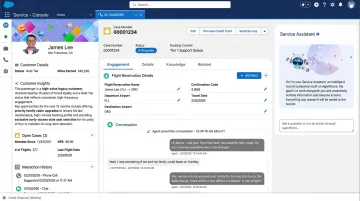Salesforce CRM dashboard displaying integrated contact center routing and customer data