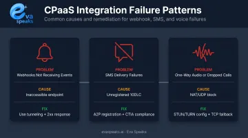 Three most common CPaaS integration failures causes and fixes summary diagram