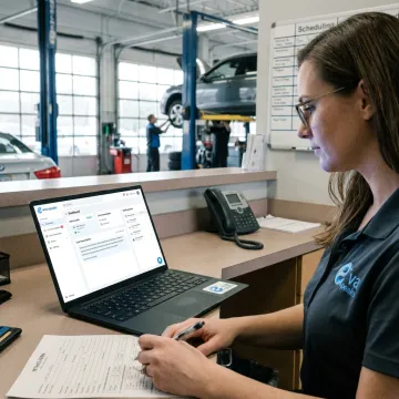 AI call answering dashboard for an auto repair shop