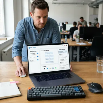 AI VoIP call routing workflow on a business screen