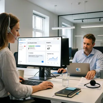 Business VoIP dashboard with routed incoming calls