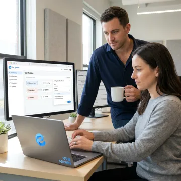 Team configuring AI call routing workflow