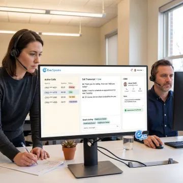 AI call center dashboard managing customer calls