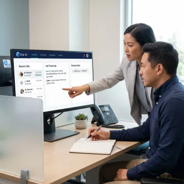 Healthcare team reviewing AI call records
