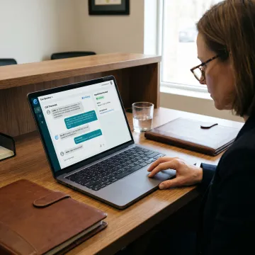 Attorney reviewing AI call transcript
