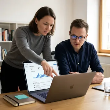 Business team reviewing AI receptionist call activity
