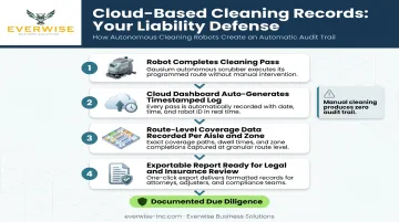 Autonomous robot cleaning log liability documentation workflow for grocery store incidents