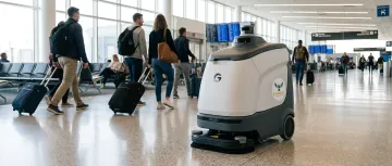 Retail floor cleaning robot