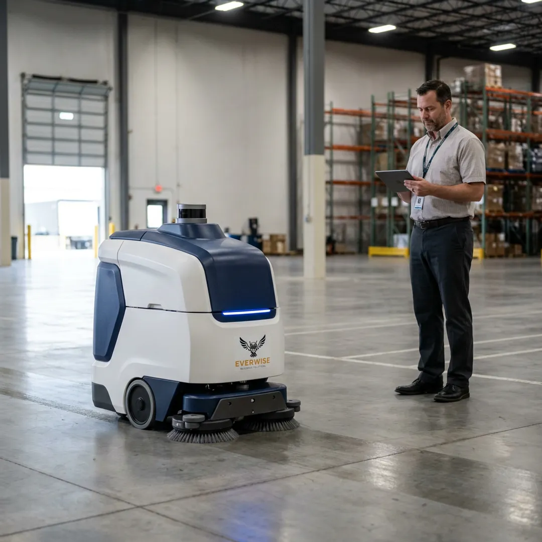 Autonomous cleaning robot in commercial facility