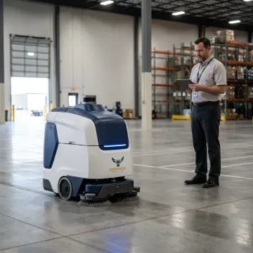 Autonomous cleaning robot in commercial facility