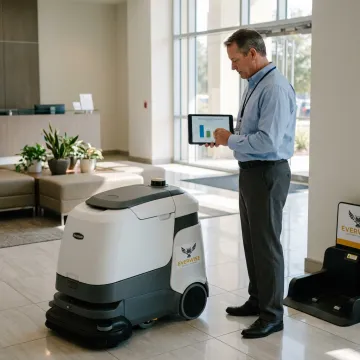 Facility manager reviewing commercial cleaning cost estimates