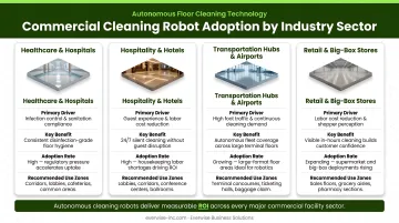 Commercial cleaning robot industry adoption comparison across hospitals hotels airports and retail sectors