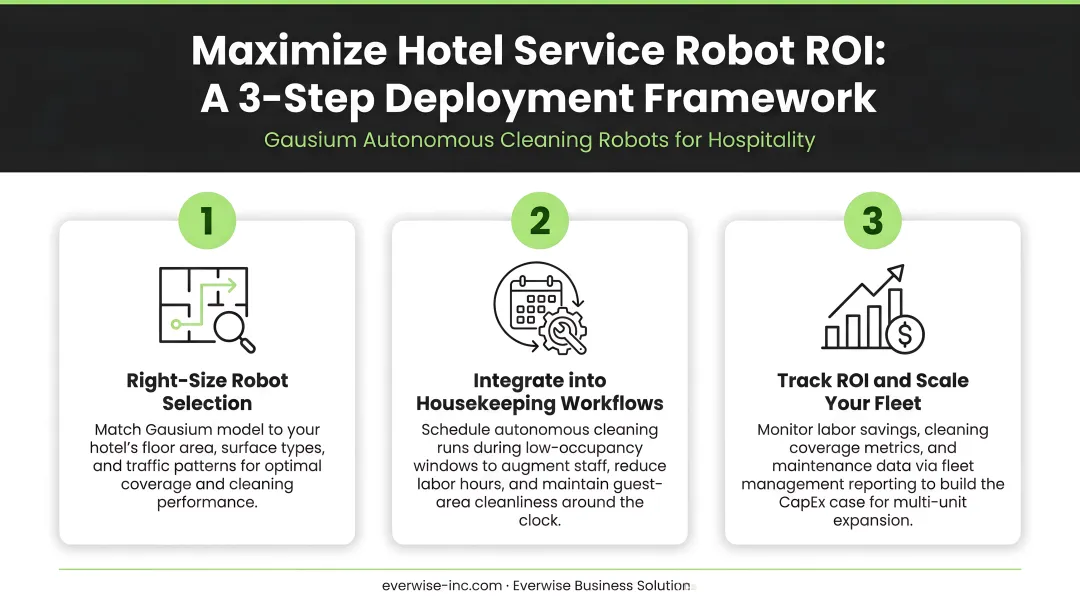 Three-step framework for maximizing hotel service robot ROI and deployment value
