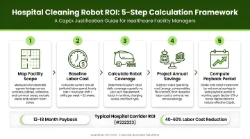5-step hospital cleaning robot ROI calculation framework process flow diagram