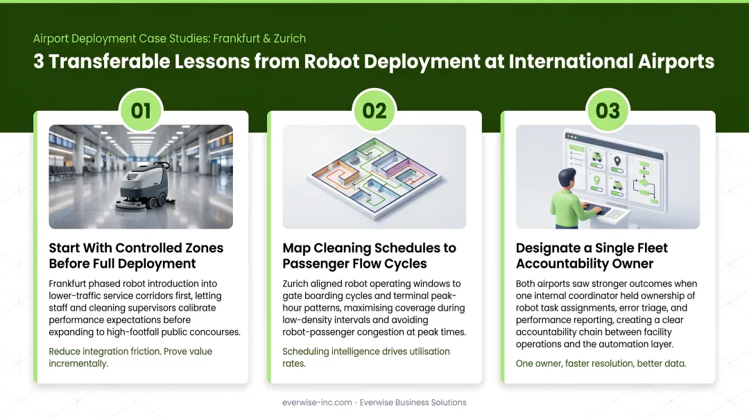 Three transferable lessons from Frankfurt and Zurich airport robot deployment programs