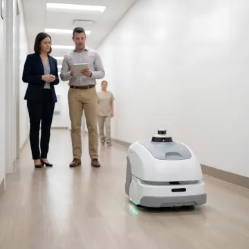 Gausium robot demonstration in healthcare facility
